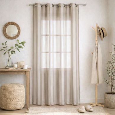 Voilage Tissé À Rayures Verticales Ton Sur Ton - 140x250 Cm - Taupe