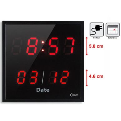 Horloge LED Date - Rouge