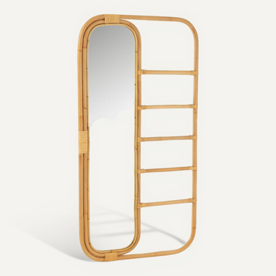 Miroir À Poser Avec échelle En Rotin Naturel - Kruger
