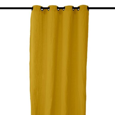 Rideau 8 Oeillets 140x280 Cm Opera Deco 50% Lin Et 50% Coton Jaune Moutarde