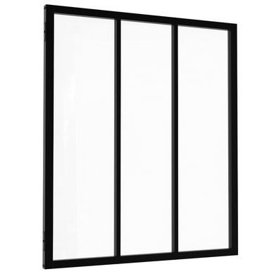 Verrière Atelier 3 Vitrages L. 93 X H. 108 Cm En Métal Noir Et Verre Trempé