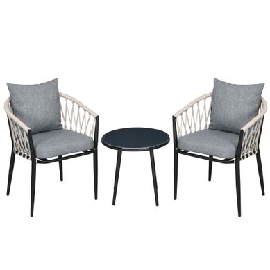 Set Bistro Jardin 2 Personnes - Table Et 2 Chaises Pliables Rose, Métal Thermolaqué