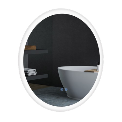 Miroir Rond Lumineux LED De Salle De Bain D. 60 Cm Mural 29 W Gris