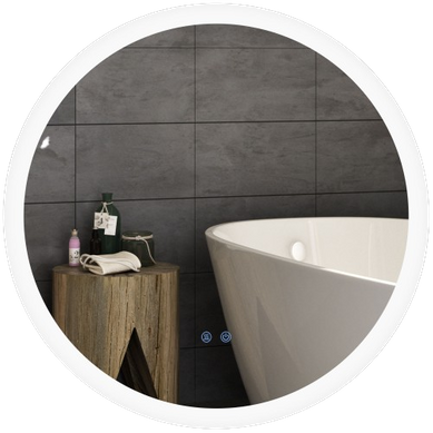Miroir Rond Lumineux LED De Salle De Bain D. 70 Cm Blanc Argent