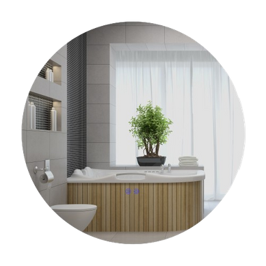 Miroir Rond Lumineux LED De Salle De Bain éclairage Interrupteur Gris