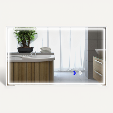 Miroir LED Mural De Salle De Bain - 100l X 60h Cm - Tactile - Antibué Miroir LED Mural De Salle De Bain - 100l X 60h Cm - Tactile - Antibué
