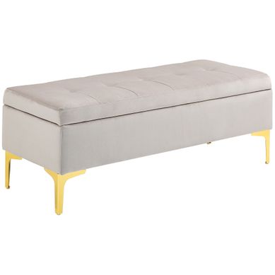 Banc De Lit Capitonné Vintage - Banquette Rembourrée Marron - Pieds Bois - 114x38x42 Cm