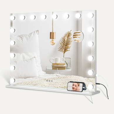 Miroir Maquillage Hollywood LED Réglable Grossissant USB Blanc Miroir Maquillage Hollywood LED Réglable Grossissant USB Blanc