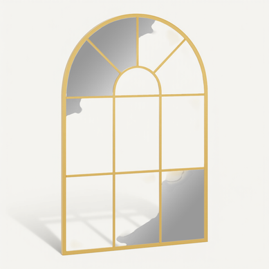 Miroir Mural Aspect Verrière Style Classique Chic Métal Verre