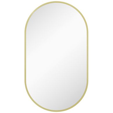 Miroir Mural Ovale Dim. 40l X 70h Cm Cadre Arrondi Alu.