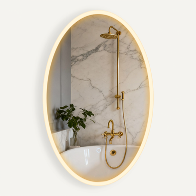 Miroir Salle De Bain LED Design Ovale 50 X 80 Cm Anti-buée Réglable