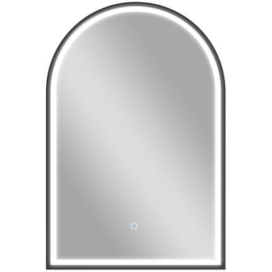 Miroir Salle De Bain LED Design Arche 60 X 90 Cm Anti-buée Réglable Alu Noir