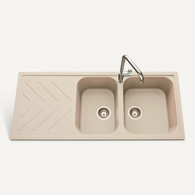 Evier Cuisine En Granit Beige 78x50cm, Lavabo 1 Bac + Kit De Vidage, Évier à Encastrer Au Meuble 80cm Riga De Primagran 91507952