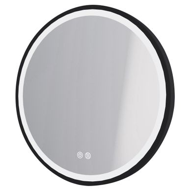 Miroir Salle De Bain éclairant Alexine - Contour Aluminium Noir - D.60 Cm