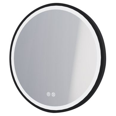 Miroir Salle De Bain éclairant Alexine - Contour Aluminium Noir - D.80 Cm