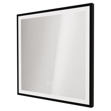 Miroir De Salle De Bain éclairant Selena - Cadre Aluminium Noir - 60 X 60 Cm