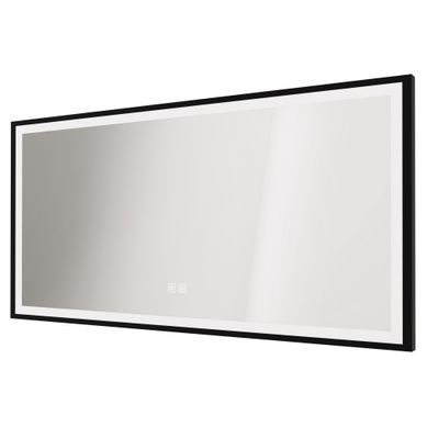 Miroir De Salle De Bain éclairant Selena - Cadre Aluminium Noir - 120 X 60 Cm