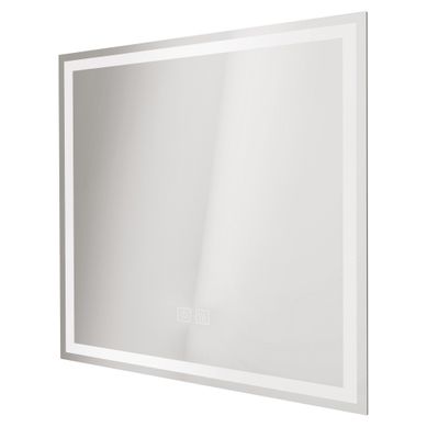 Miroir Salle De Bain éclairant Laura - Angles Rectangulaires - Bords Givré - 60 X 60 Cm