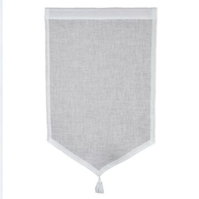 Paire De Petits Voilages En 100% Lin Avec Pointe Et Pompon - 45x70 Cm - Naturel