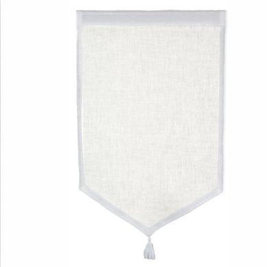 Paire De Petits Voilages En 100% Lin Avec Pointe Et Pompon - 60x90 Cm - Ecru