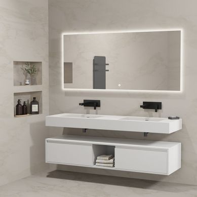 Colonne De Rangement Salle De Bain VOUNOT - 180x20x20 Cm - MDF Blanc - Neuf