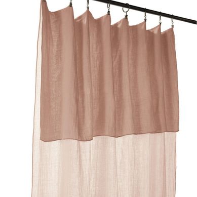 Ourea - Rideau Ajustable 140x300 Cm Gaze De Coton Guimauve + 8 Anneaux Pince