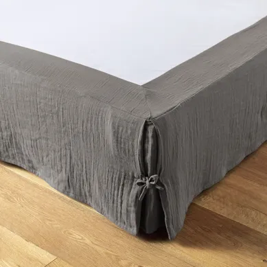 Tour De Lit Cache Sommier 180x200 Cm + Retombée 30 Cm Gris Clair - Élégant Et Robuste