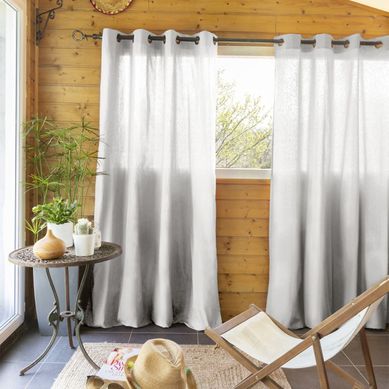 Sophie - Rideau 140x260cm Coton Coloris Nuage Oeillets Inox