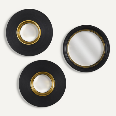 Lot De 3 Miroirs Convexes Ronds Noir Et Or - Hubble