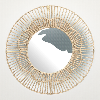 Miroir Mural Rond Fleur Imitation Rotin (ø50 Cm)