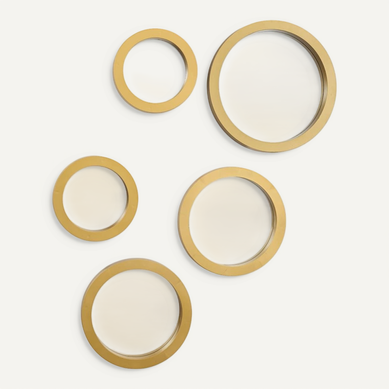 5 Miroirs Décoratifs Muraux Ronds Avec Encadrement Doré