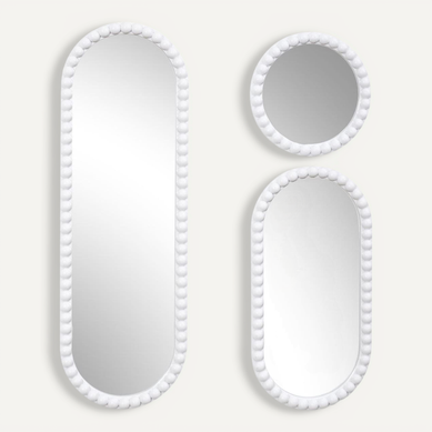 Lot De 3 Miroirs Blanc 75x25 Cm / 50x25 Cm / D.25 Cm - - Toris