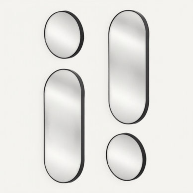 Ensemble De 4 Miroirs Déco Ronds Et Ovale Noir - Vilon