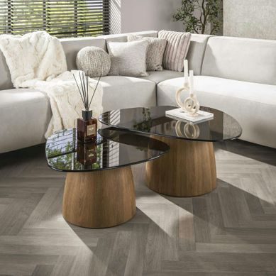 Table basse triangulaire en verre trempé – Table d'appoint