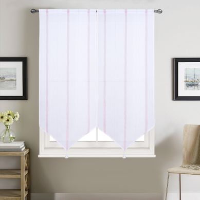 Paire Petits Voilages À Bandes Verticales Brillantes - 60x160 Cm - Violet Paire Petits Voilages À Bandes Verticales Brillantes - 60x160 Cm - Violet