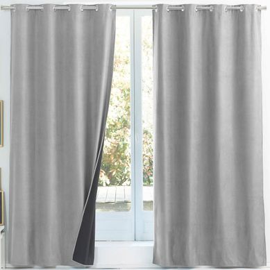 Rideau Occultant 140x240 Gris Moyen En Polyester