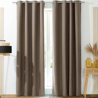 Rideau Occultant 140x260 Marron Taupe En Polyester