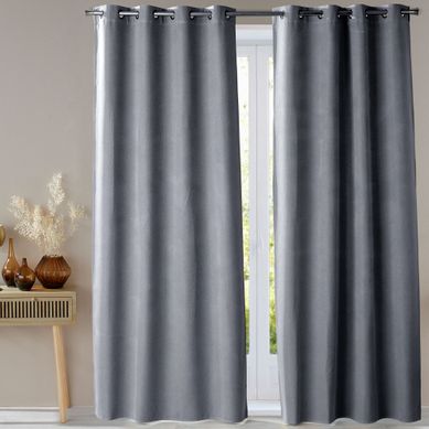 Rideau Occultant 140x180 Gris En Polyester