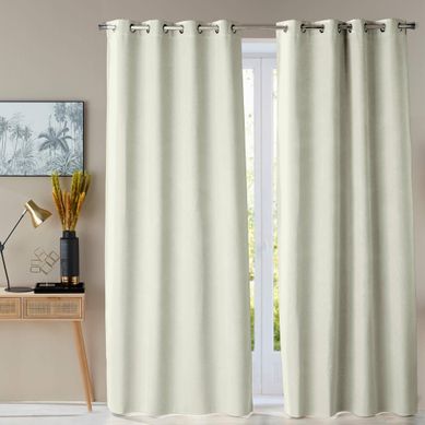 Rideau Occultant 140x260 Blanc Ivoire En Polyester