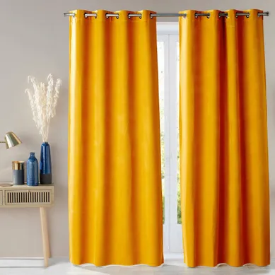 Rideau Occultant 140x180 Jaune Ocre En Polyester Rideau Occultant 140x180 Jaune Ocre En Polyester