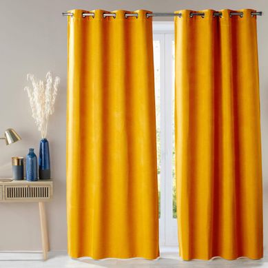 Rideau Occultant 140x260 Jaune Ocre En Polyester