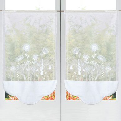 Voilage Pointe 58x60 Blanc En Polyester