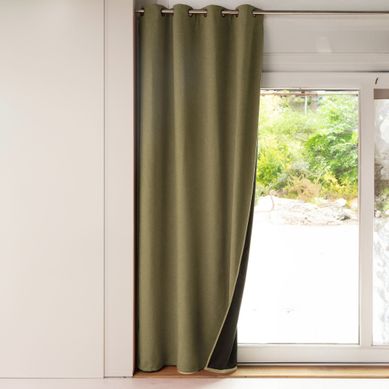 Rideau Occultant 140x250 Vert Kaki En Polyester