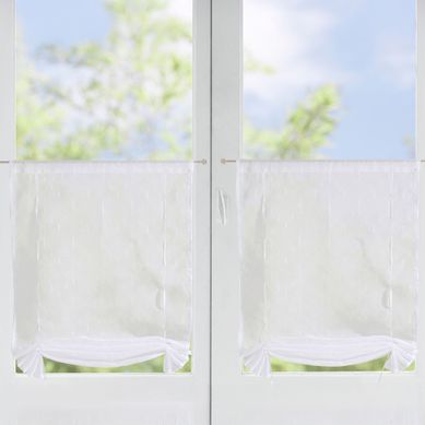 Lot De 2 Voilage Droit 58x140 Blanc En Polyester