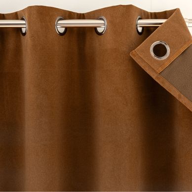Rideau Occultant 135x260 Marron Noisette En Polyester