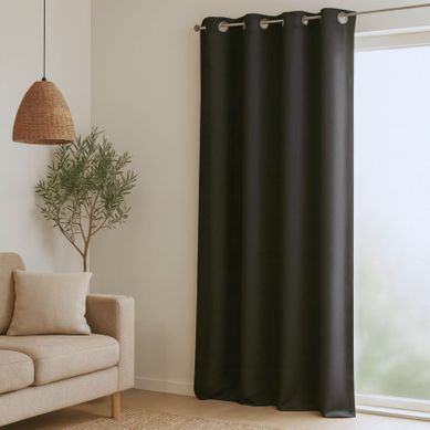 Rideau 100% Occultant Ignifugé M1 Noir - 240x260 Cm - Noir