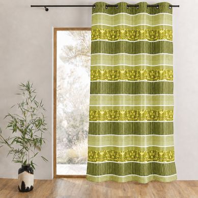 Rideau Occultant Jacquard À Rayures Horizontales Colorées - 140x260 Cm - Vert Clair