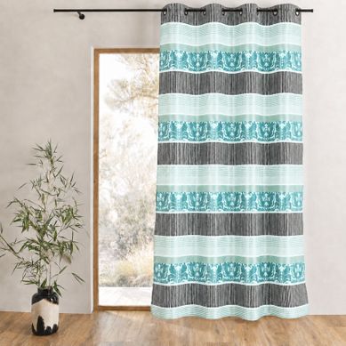 Rideau Occultant Jacquard À Rayures Horizontales Colorées - 140x260 Cm - Bleu