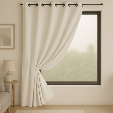 Rideau 100% Occultant Ignifugé M1 Non Feu Ecru - 240x260 Cm - Ecru