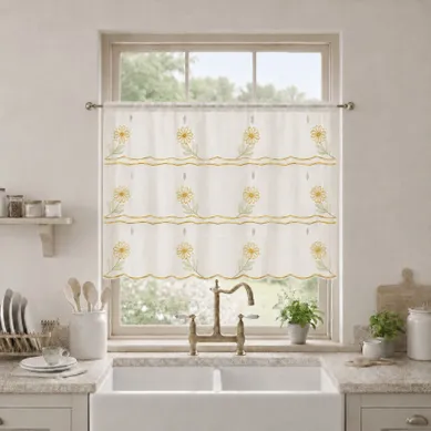 Modulable Brodé À Motifs Fleuris - 58x220 Cm - Blanc